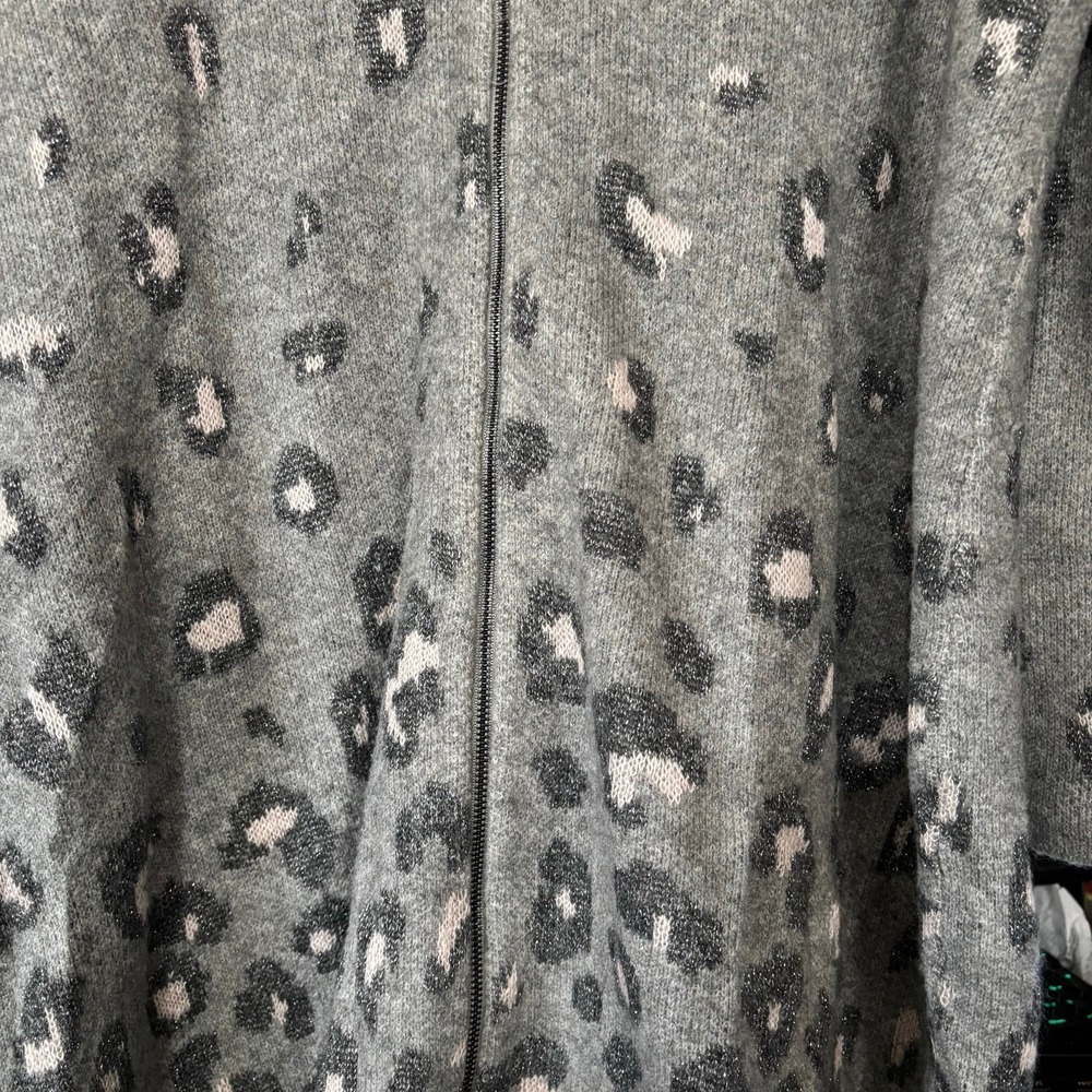 Chico's Animal Print Cardigan Sweater 3 Wool Women's XL Lagenlook Lounge Fall - Picture 3 of 4